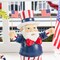 Set of 2 9"H Patriotic/ Americana Polyresin Santa holding flags Table Decor